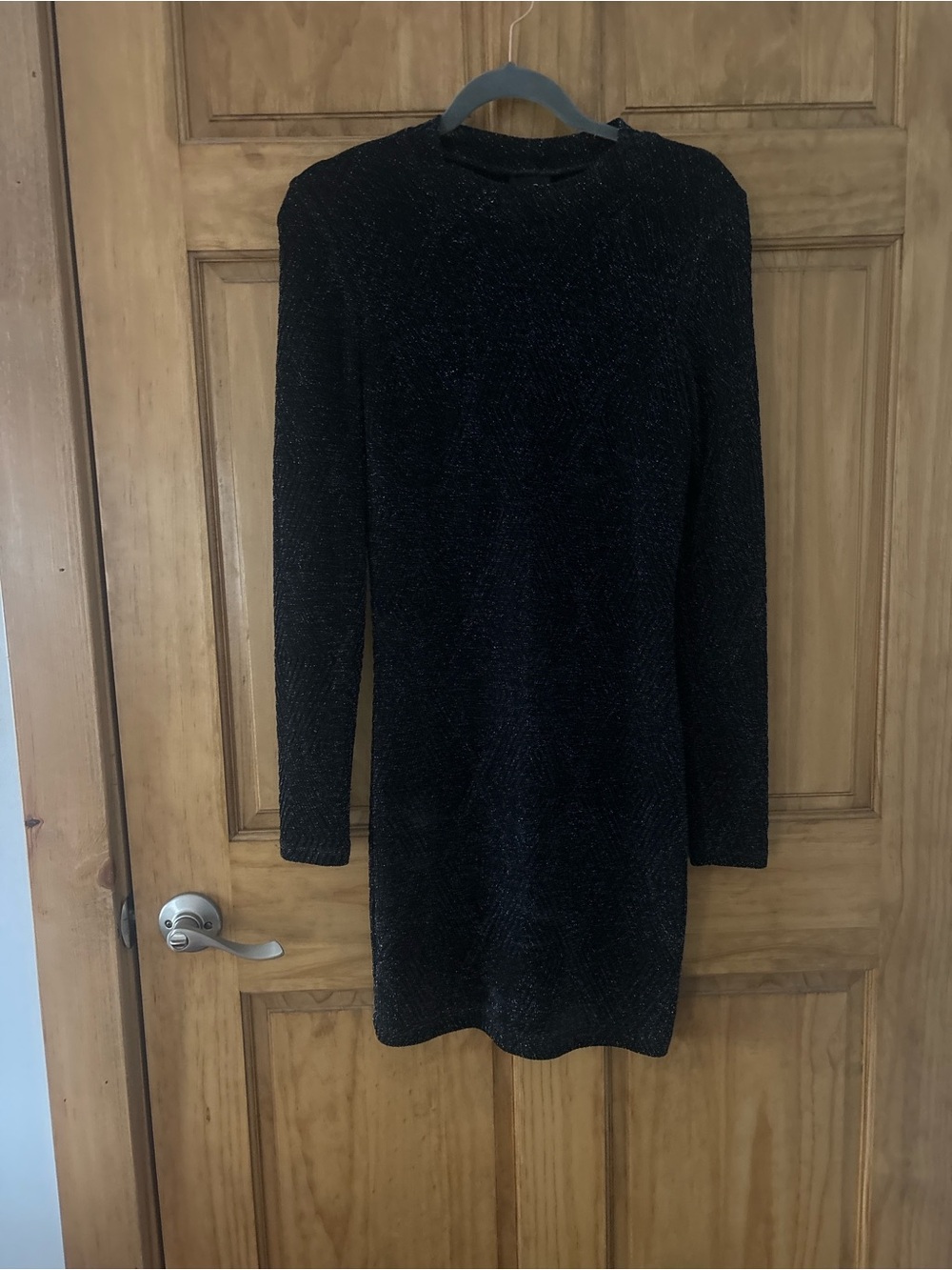 Windsor Black Long-Sleeve Sparkle Knit Dress